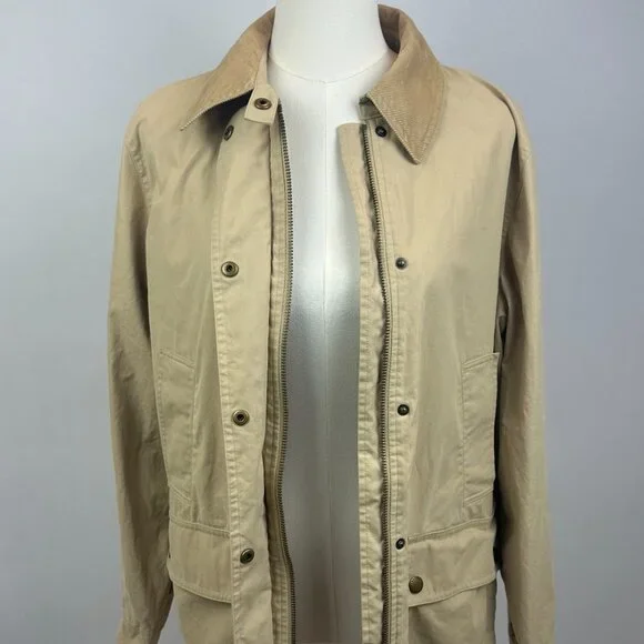 Ralph Lauren Beige Cotton Twill Cord Collar Chore Barn Utility Jacket - L - Picture 13 of 16